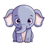 kawaii sticker, A cute Elephant stirring, designed with colorful contours and isolated. AI Generated png