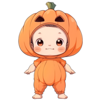 Baby on Halloween Pumpkin Costume png