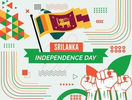 Sri lanka national day banner with map, flag colors theme background and geometric abstract retro modern Colorfull design. abstract modern design. vector