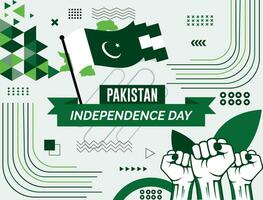 pakistan national day banner with map, flag colors theme background and geometric abstract retro modern blue colot design. abstract modern design. vector