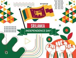 Sri lanka national day banner with map, flag colors theme background and geometric abstract retro modern Colorfull design. abstract modern design. vector