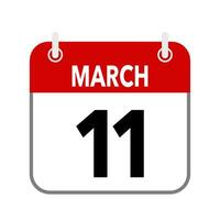 11  March, calendar date icon on white background. vector