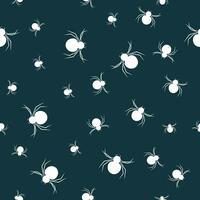 emerald dark green texture with white spiders seamless pattern vector