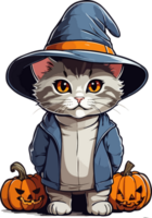 söt halloween katt tecknad serie med ai generativ png