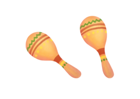 Mexican Musical instrument maracas. Mexican holiday attribute, maracas festive card, traditional Latin music. clipart watercolor illustration isolated on transparent background png