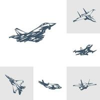 Set of Military aircraft vector illustration design. Fighter Jets logo design Template.