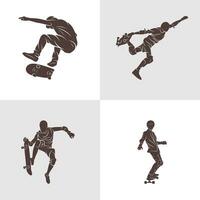 Set of Skateboarder vector illustration design. Skateboarder logo design Template.
