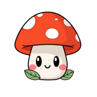 carino cartone animato kawaii fungo etichetta clipart ai generato png