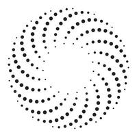 Dotted spiral vortex design element, vector illustration.