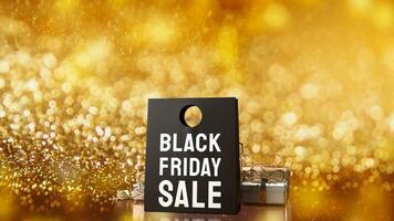 The Shopping Bag and gift box for Black Friday concept 3d rendering photo