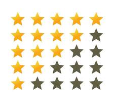 Five golden star review rate, customer feedback, product rating icon, rating star icon vector design templates.