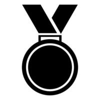 Medal with ribbon black silhouette vector