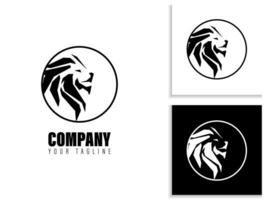 simple lion head logo design with circle vector