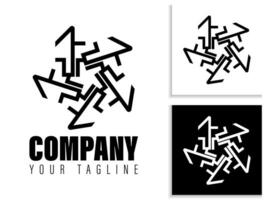 simple geometric logo design in black and white vector