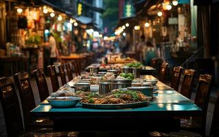 Night view of food street photo