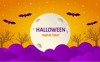 halloween background design with orange color. bat design is flying orange color. vector