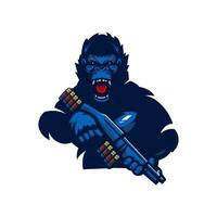 Gorilla carrying gun vector