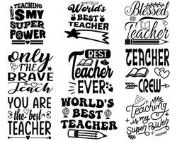 Teacher T shirt Design Bundle, Vector Teacher T shirt design, Teacher's Day shirt, Teacher typography T shirt design Collection, teachers day svg design.