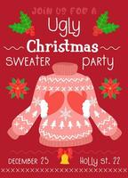 ugly sweater party invitation. Christmas winter sweaters with different ridiculos design, DIY vibe. vector