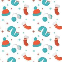 Winter warm clothes seamless pattern vector