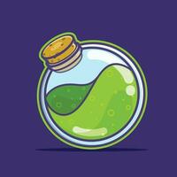 potion bottle with green liquid illustration vector