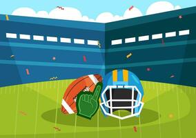 americano fútbol americano vector ilustración con pelota atleta equipo elementos conjunto en plano dibujos animados antecedentes plantillas