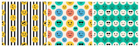 Smile Seamless Pattern Design Illustration with Smiling Character and Happiness Face in Template Hand Drawn Cartoon Flat Design vector