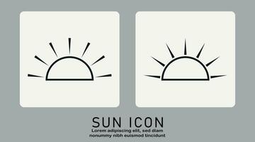 Sunrise or sunset icon, sun icon vector isolated on white background.