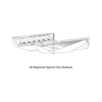 Line Art Design of Saudi Arabias International Stadium, Al-Majmaah Sports City Stadium vector