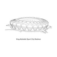 Line Art Design of Saudi Arabias International Stadium, King Abdullah Sports City Stadium vector