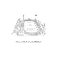 Line Art Design of Saudi Arabias International Stadium, Prince Abdullah bin Jalawi Stadium vector