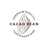 Cacao Bean Logo, Premium Design Fresh Organic Garden Plant Seed Simple Minimalist vector