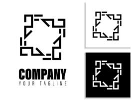 simple geometric logo design in black and white vector