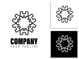 simple geometric logo design in black and white vector