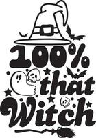 Witch Halloween Doodle Typography  T Shirt Design vector