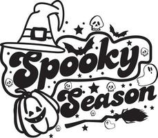 Spooky Season Halloween Pumpkin Doodle Typography T Shirt Design vector