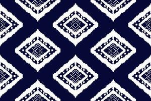 Seamless pattern of Ikat paisley, traditional seamless pattern, blue background, Aztec style, embroidery, abstract, vector, design illustration for texture, fabric, print. vector