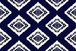 Seamless pattern of Ikat paisley, traditional seamless pattern, blue background, Aztec style, embroidery, abstract, vector, design illustration for texture, fabric, print. vector