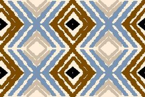 Ikat tye die boho seamless vintage pattern repeating handmade batik organic textile design modern and trendy boho print blue brown white vector