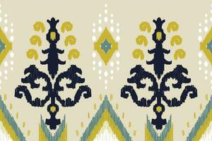 Thai Ikat paisley pattern on light yellow background, traditional oriental geometric pattern, aztec abstract vector pattern design for