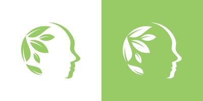 logo design element head combined with leaves vector