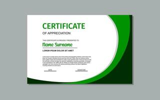 certificate template design in green color. vector