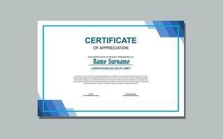 certificate design in blue color in abstract style vector