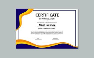 certificate template design with blue color and simple style vector