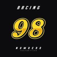 Racing Number 98 Vector Design Template