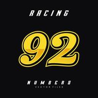 Racing Number 92 Vector Design Template