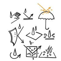 hand drawn doodle Set of Waterproof Related illustration vector