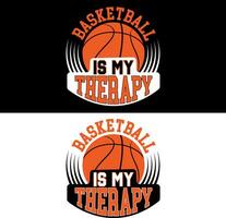 baloncesto es mi terapia. baloncesto camiseta diseño. vector
