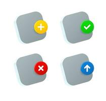 Application icon set with different pictograms. 3d vector icons set