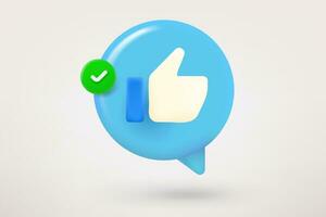 Speech cloud with thumbs up. 3d vector icon